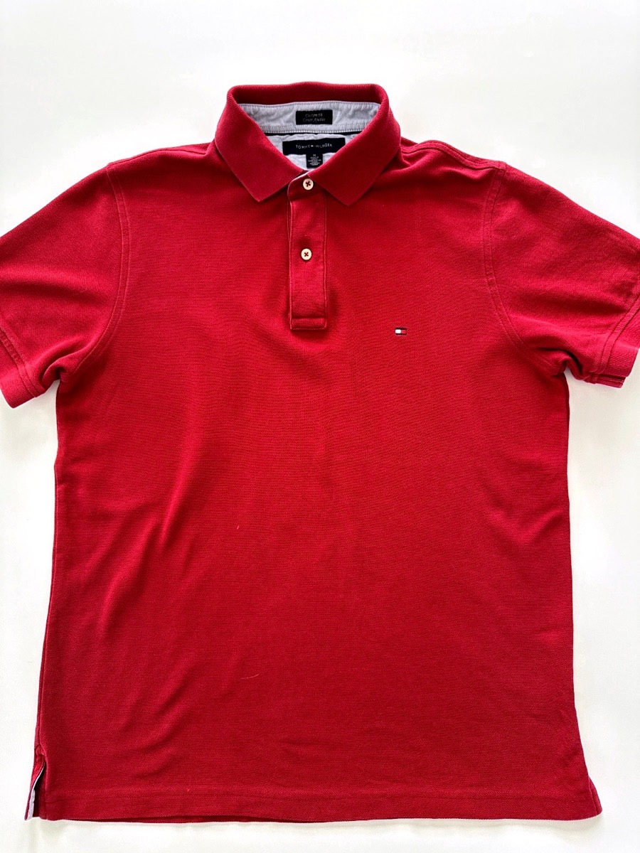 Tommy Hilfiger Men's Burgundy Custom Fit Short Sleeve Polo Shirt