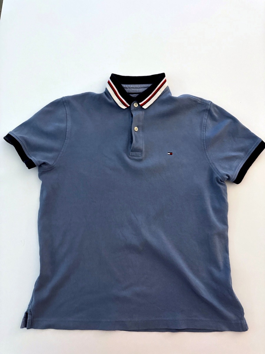 Tommy Hilfiger Men's Light Blue Custom Fit Short Sleeve Polo Shirt