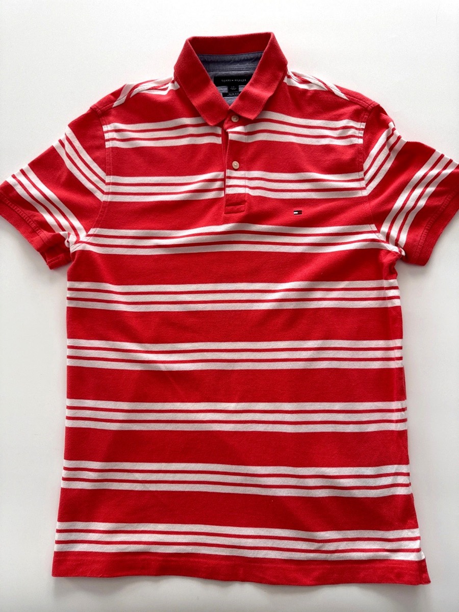 Tommy Hilfiger Men's Pink Slim Fit Short Sleeve Polo Shirt