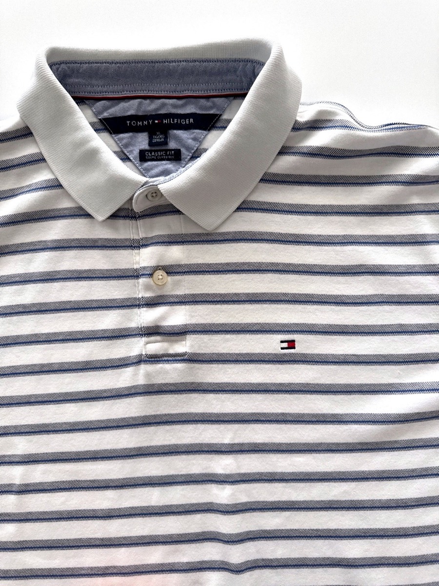 Tommy Hilfiger Men's Striped Classic Fit Short Sleeve Polo Shirt