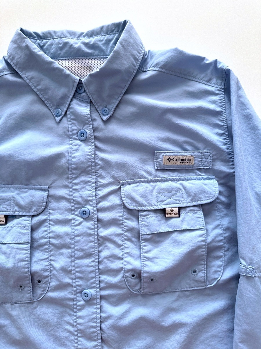 Columbia PFG Women's Bahama Light Blue Regular Fit Long Sleeve Shirt
