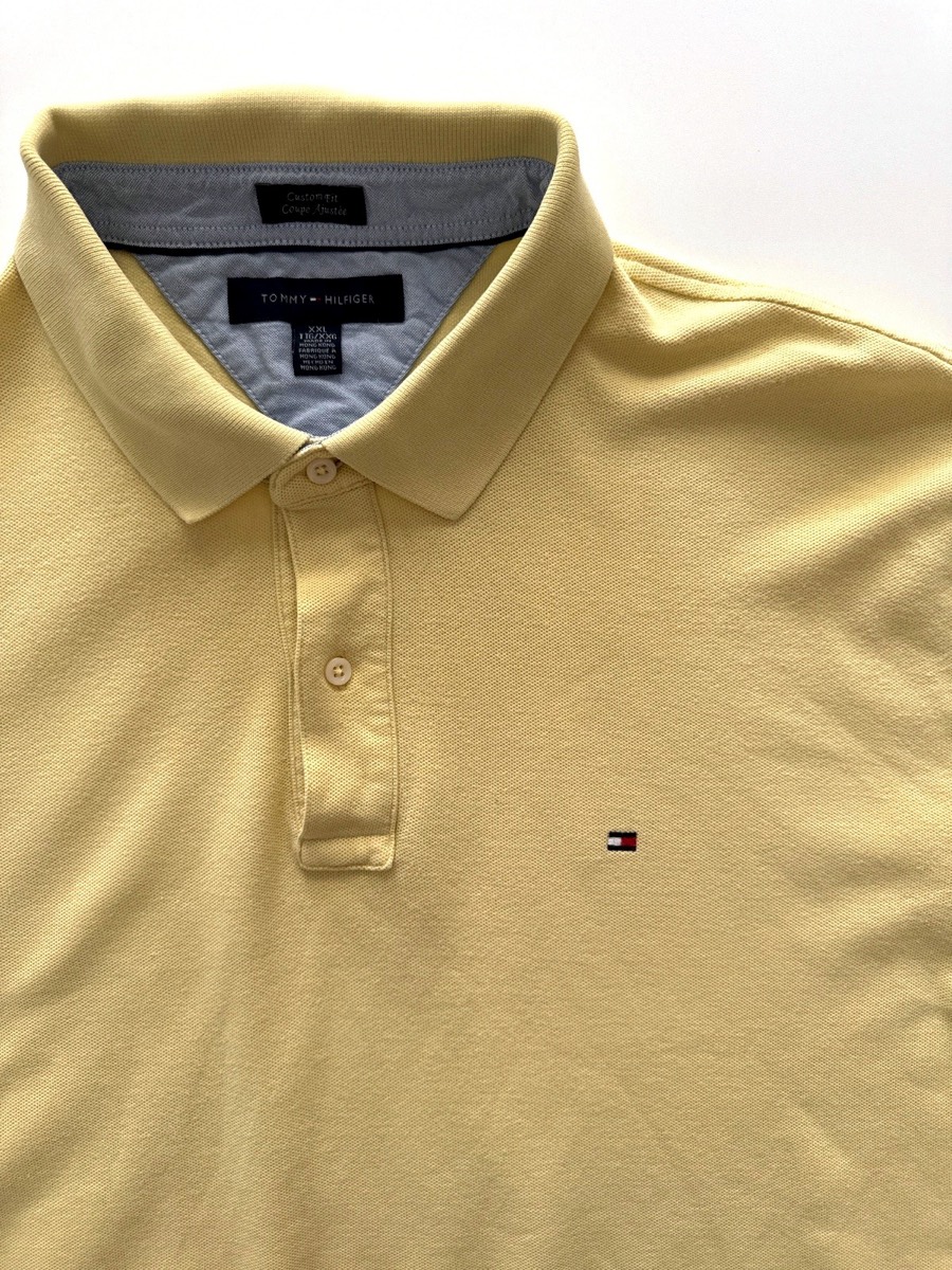 Tommy Hilfiger Men's Yellow Custom Fit Short Sleeve Polo Shirt